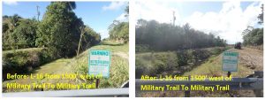 Photos of before and after canal maintenance L-16 from W of Military