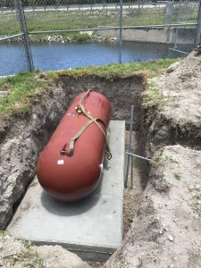 Propane tank set in place