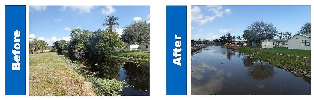 Photos of before and after canal maintenance