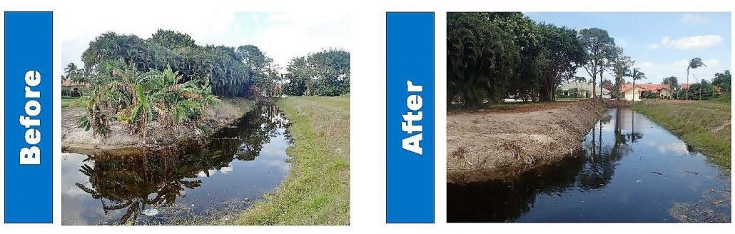 Photos of before and after canal maintenance