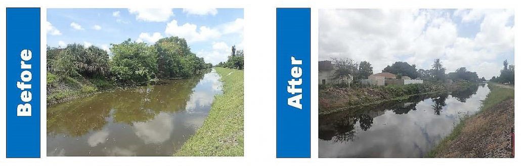 Photos of before and after canal maintenance