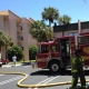 Fire truck at apartment building
