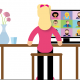 Graphic of girl sitting at desk