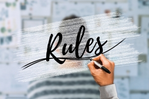 sign states "rules"