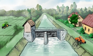 drawing of canal with control structure