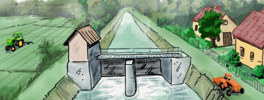 drawing of canal with control structure