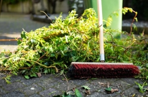 Broom cleaning up vegetation