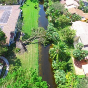 1 tree toppled over from high winds blocking the right of way access to canal